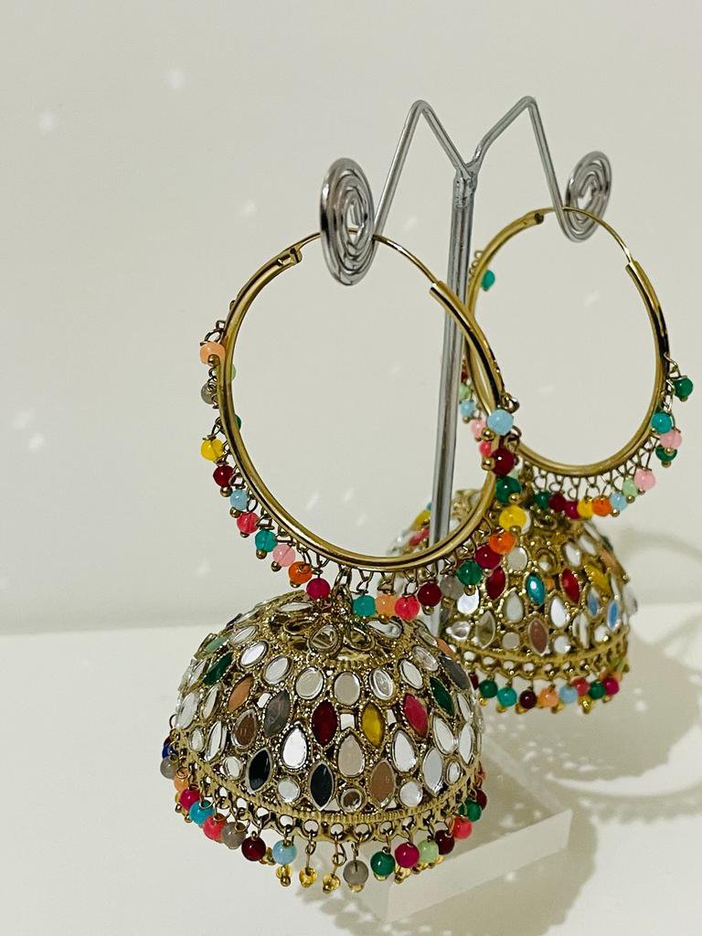 Choker and Jhumka earrings Pearl and Hot pink beads Buy Now Oversized Jhumka Bridal Jewellery Set Pakistani Jewellery